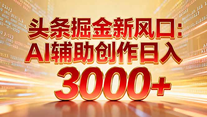 头条掘金新风口：AI辅助创作日入3000+，矩阵玩法当天启动隔天见效-聚星云网创