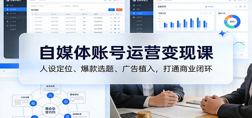 自媒体账号运营变现课：人设定位、爆款选题、广告植入，打通商业闭环-聚星云网创
