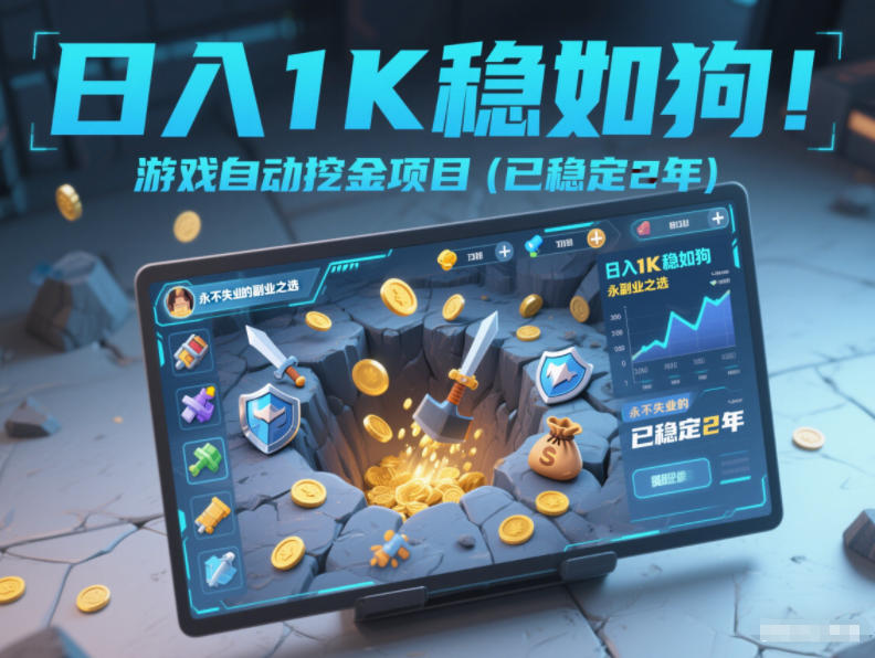 日入1K稳如狗！游戏自动挖金项目(已稳定2年)，永不失业的副业之选【揭秘】-聚星云网创