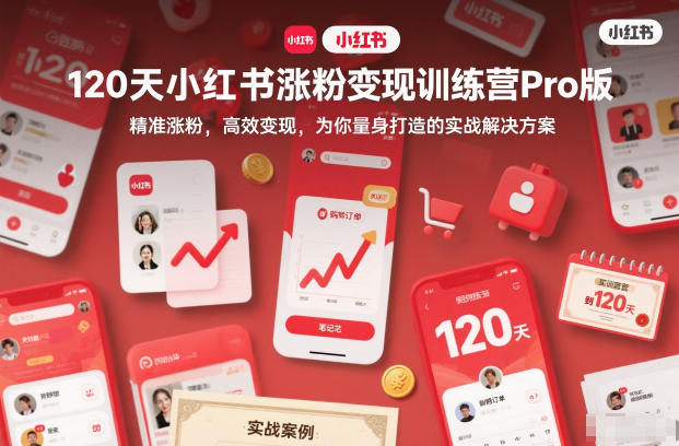 120天小红书涨粉变现训练营Pro版，精准涨粉，高效变现，为你量身打造的实战解决方案-聚星云网创